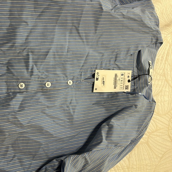 Zara striped vent poplin blouse size small - Picture 2 of 4